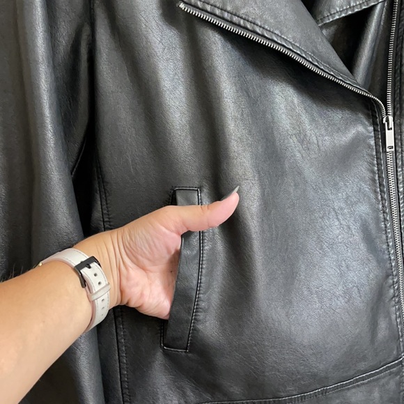 Faux Leather Black Moto Jacket - Picture 3 of 10